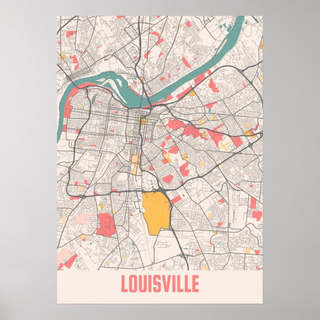 Louisville - Kentucky Chalk City Karta Poster (Framsidan)