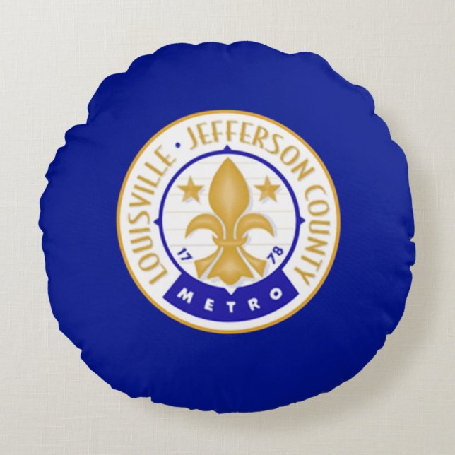 Louisville (Kentucky) City flagga Rund Kudde (Framsidan)
