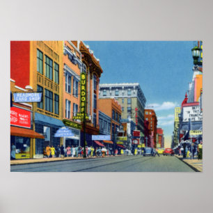 Louisville Kentucky Fjärde Avenue tittar norr Poster