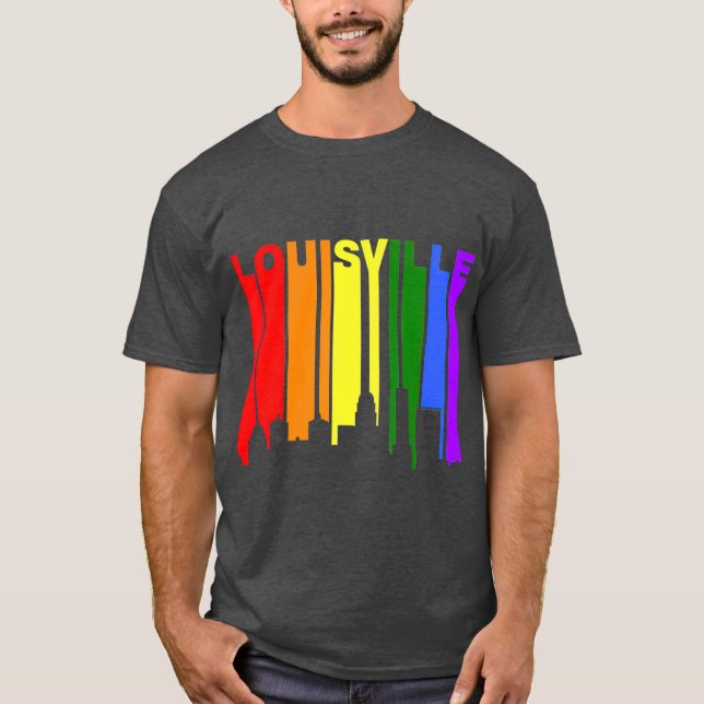 Louisville Kentucky HGBQ Gay pride Rainbow T Shirt (Framsida)