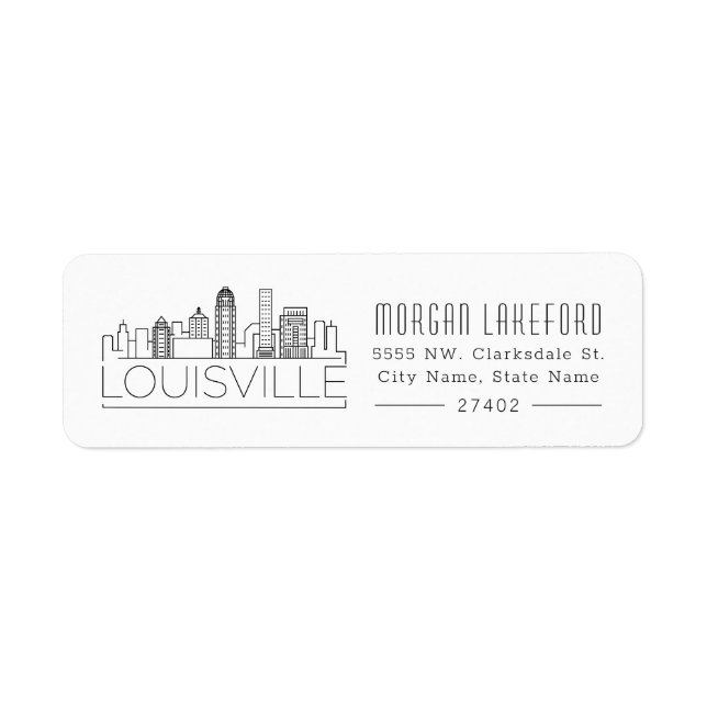 Louisville Kentucky Stylized Skyline | Returadress Etikett (Framsidan)