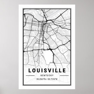 Louisville Kentucky USA City Travel City Karta Poster