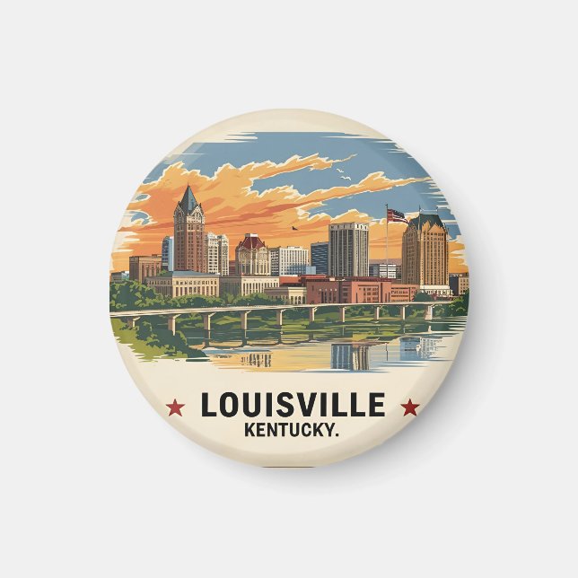 Louisville Kentucky USA Skyline Magnet (Framsidan)