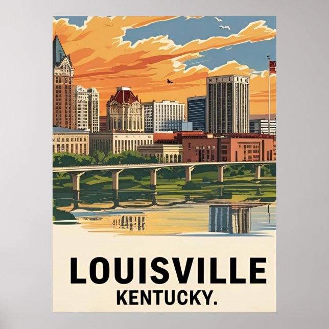 Louisville Kentucky USA Skyline Poster (Framsidan)