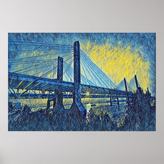Louisville, KY Abraham Lincoln Bridge Painting Poster (Framsidan)