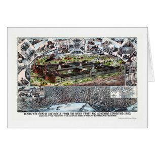Louisville KY panorama- karta - 1883 Hälsningskort