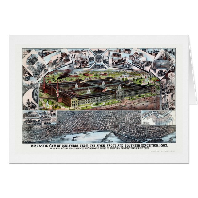 Louisville KY panorama- karta - 1883 Hälsningskort (Framsidan Horizontal)