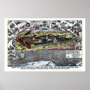 Louisville KY panorama- karta - 1883 Poster