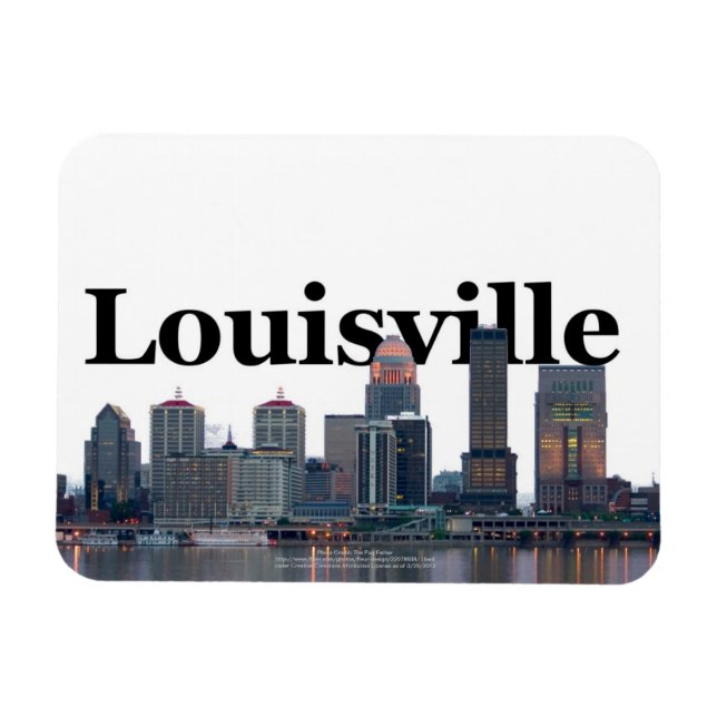 Louisville KY Skyline med Louisville i Himlar Magnet (Horisontell)