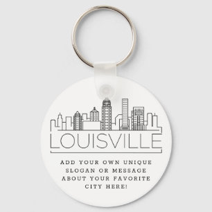 Louisville, KY Stylized Skyline  Anpassningsbar Sl Nyckelring
