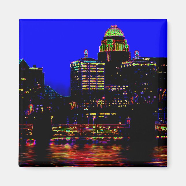 Louisville Neon Skyline Magnet (Framsidan)