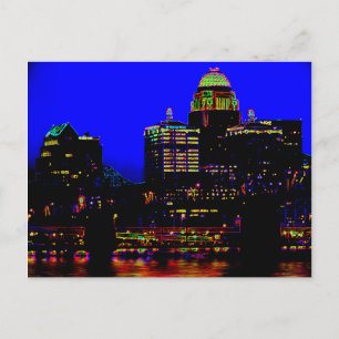 Louisville Neon Skyline Postcard Vykort
