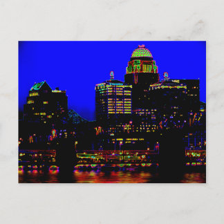 Louisville Neon Skyline Postcard Vykort