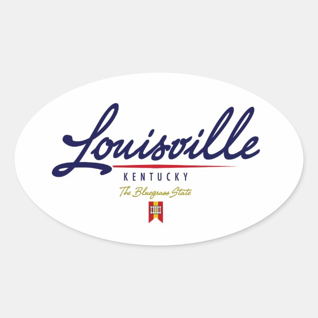 Louisville-skript Ovalt Klistermärke (Framsida)