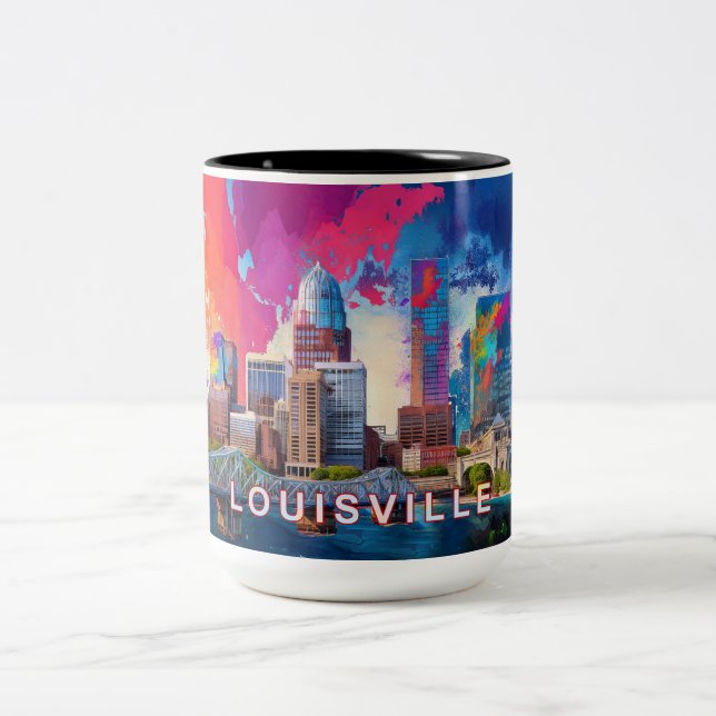 Louisville Skyline Abstrakt Art Två-Tonad Mugg (Center)