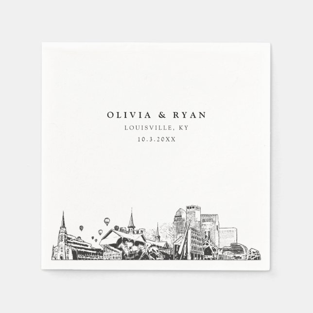Louisville Skyline Bröllop Papper Cocktail Napkin Pappersservett (Framsidan)
