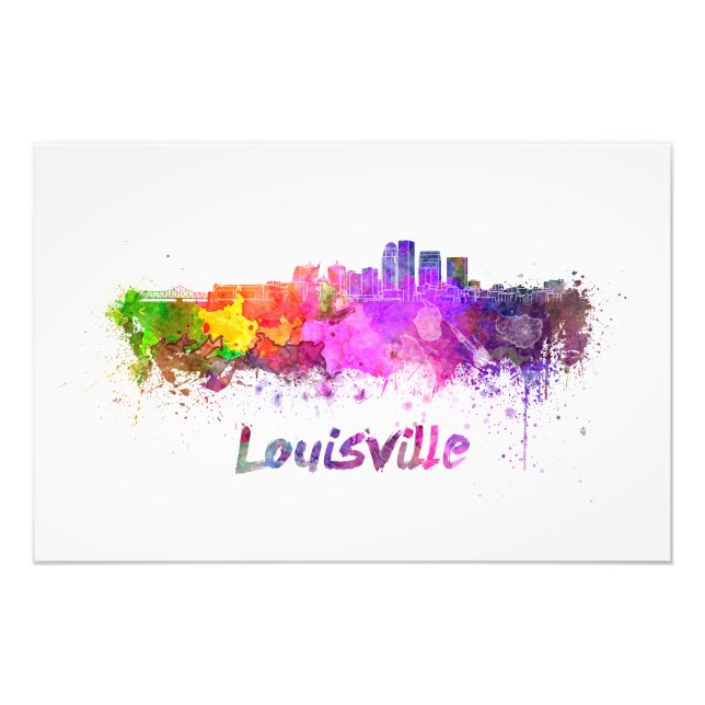 Louisville skyline in watercolor fototryck (Framsidan)