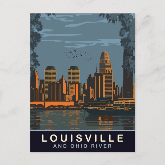 Louisville Skyline, Ohio-floden, Travel Vykort (Framsida)