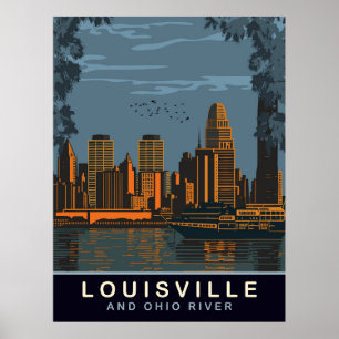 Louisville stadsbild, Ohiofloden, Resa Poster
