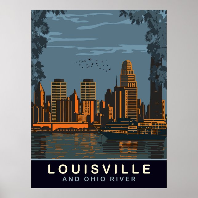 Louisville stadsbild, Ohiofloden, Resa Poster (Framsidan)
