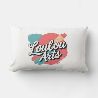 Loulou Arts Retro Pillow - Playful Pink Teal Brush Lumbarkudde