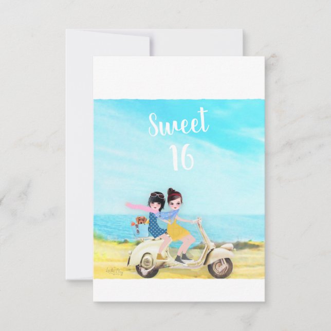 Loulou & Ting * Happy Birthday Sweet 16 Girls Card (Framsida)