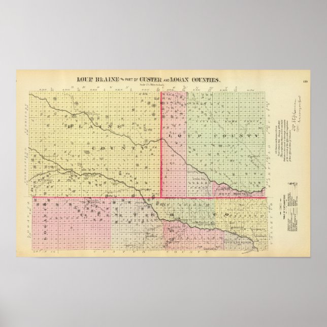 Loup, Blaine, Custer och Logan County, Nebraska Poster (Framsidan)
