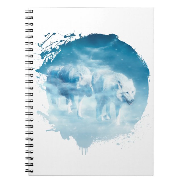 Loup Blanc Animal Vie Sauvage Jungle Nature Anteckningsbok (Framsidan)