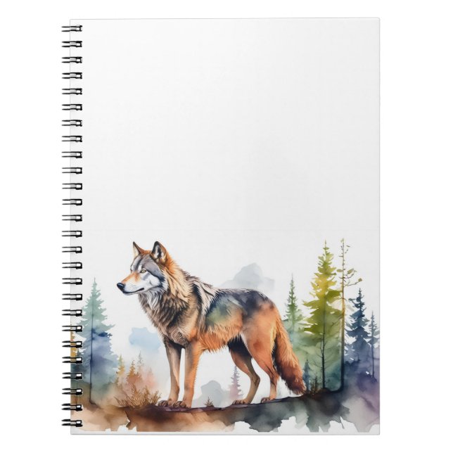 Loup en forêt à l'aquarelle anteckningsbok (Framsidan)