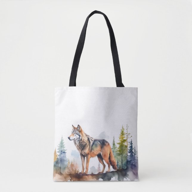 Loup en forêt à l'aquarelle tygkasse (Framsida)