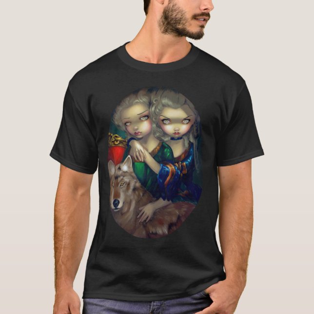Loup-Garou: gotisk varg för vampyr för lesJumeaux Tee Shirt (Framsida)