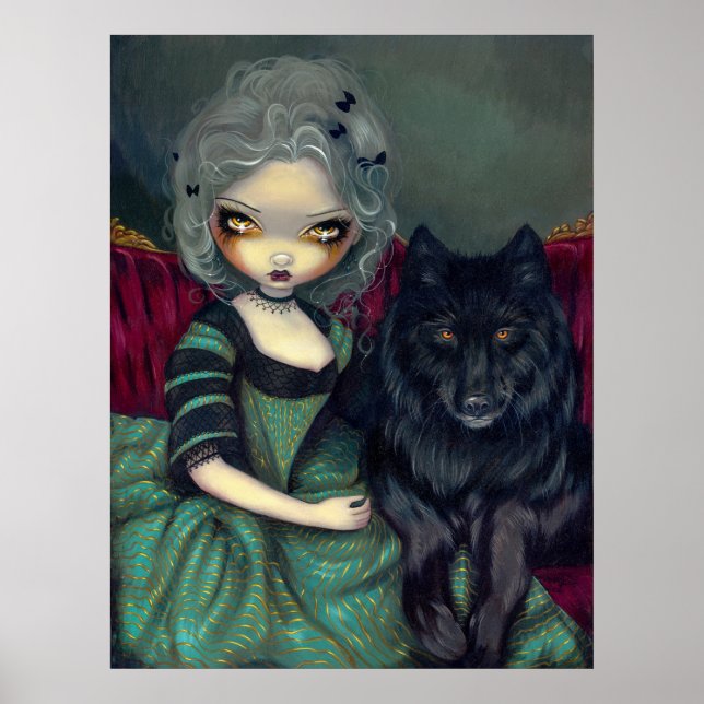 Loup-Garou: Noir Black varg gothic rococo Print Poster (Framsidan)