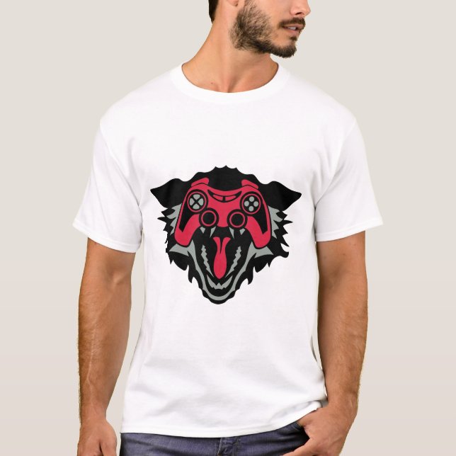 loup manette jeux oeil joystick geek 1 t shirt (Framsida)