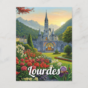 Lourdes Frankrike Resa Blommor Vykort