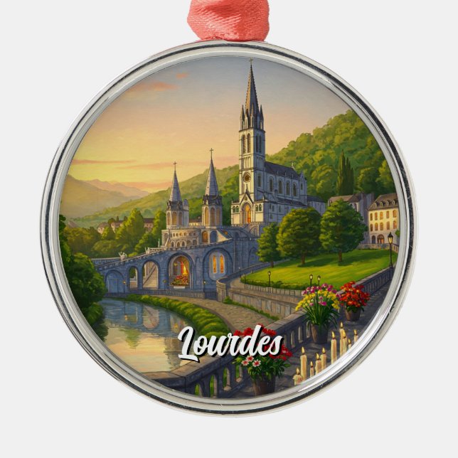Lourdes Frankrike Resa Julgransprydnad Metall (Framsidan)