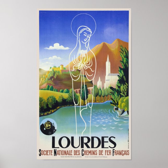 Lourdes Frankrike Vintage affisch 1939 (Framsidan)