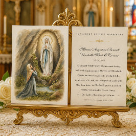 Lourdes katolska bröllopsbön Kort Marian vignett