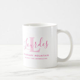 Lourdes namn, mening och rosa i monogram kaffemugg