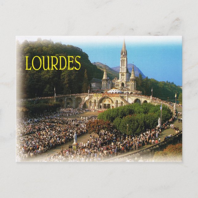 Lourdes, Pilgrims på Rosary Square Vykort (Framsida)