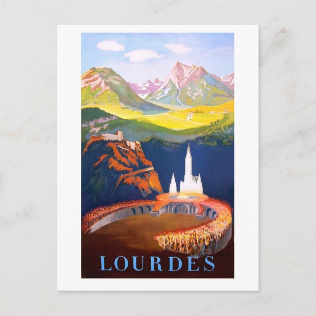 Lourdes, Stad och Kyrka. Pyrenéerna Vykort (Framsida)