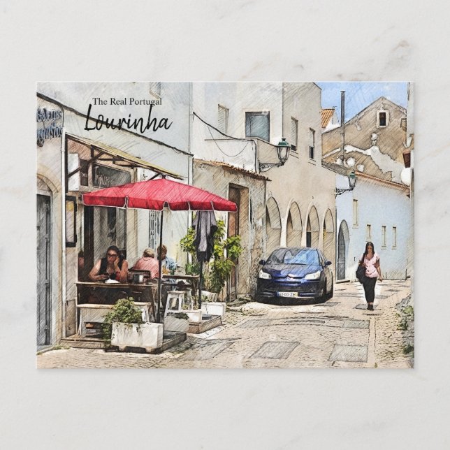 Lourinha Cafe Portugal Vykort (Framsida)