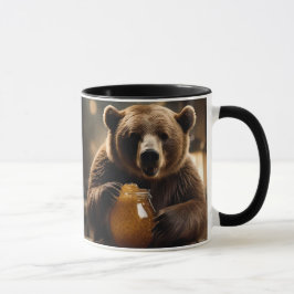 L'ours gourmand et son pot de miel doré. Mugg