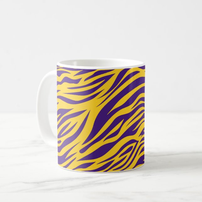 Lousiana Tiger Rand Lila och Guld Kaffemugg (Framsida vänster)