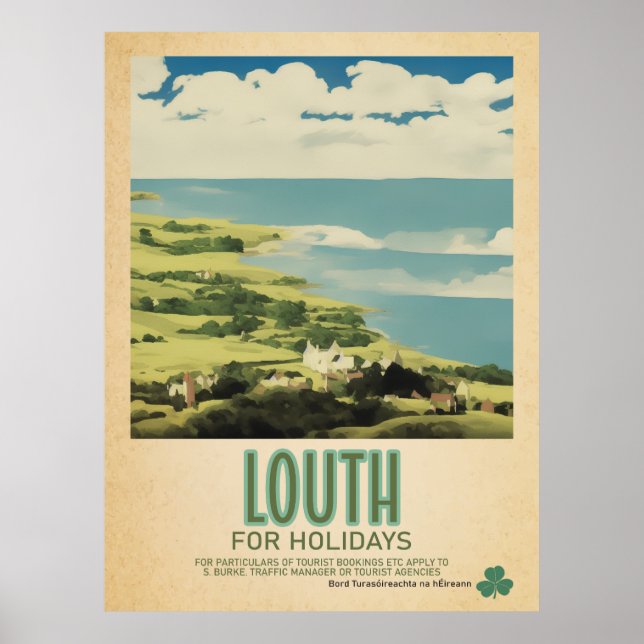 Louth Ireland, Retro Irish Travel Advert Poster (Framsidan)