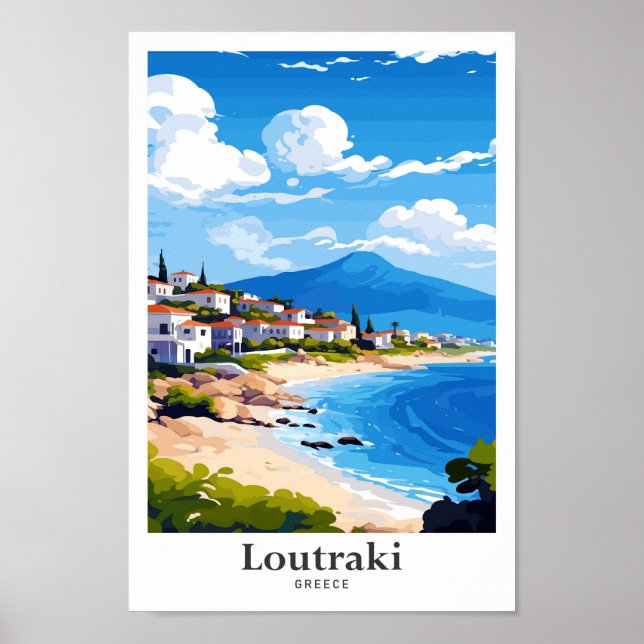 Loutraki Greece Travel Potrait Illustration Poster (Framsidan)