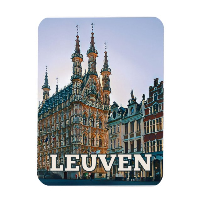 Louvain Belgique Photo Vintage Magnet (Vertikal)