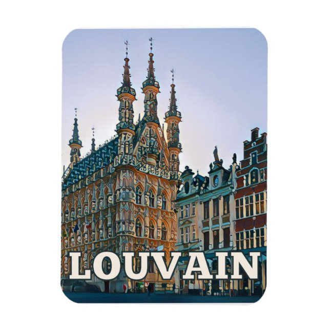 Louvain Belgique Photo Vintage Magnet (Vertikal)