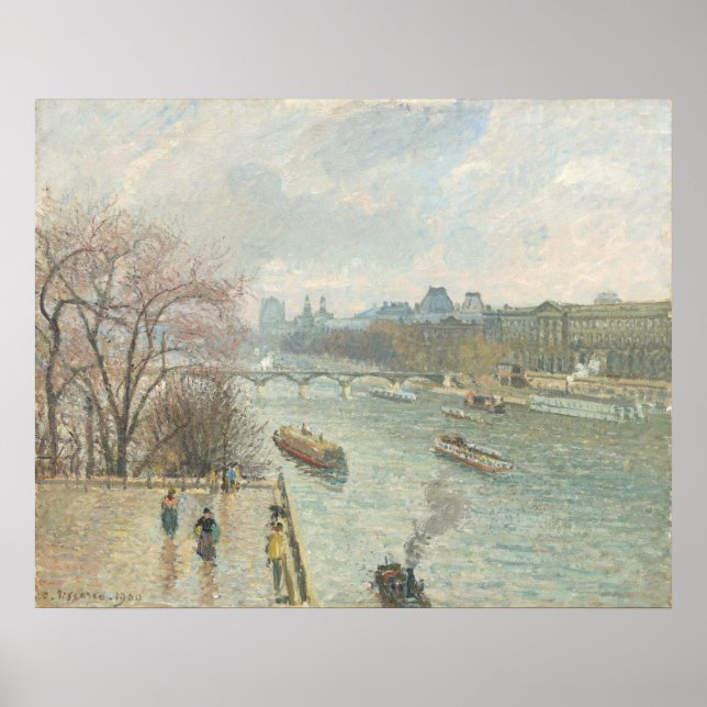 Louvre, eftermiddag - Camille Pissarro Fine Art Poster (Framsidan)