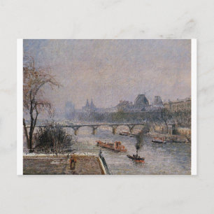 Louvre, Morgon, Snö Effect Camille Pissarro Vykort