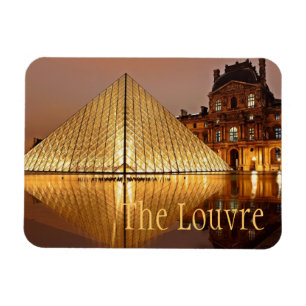 Louvre Museum i Natten, Paris, Frankrike Magnet